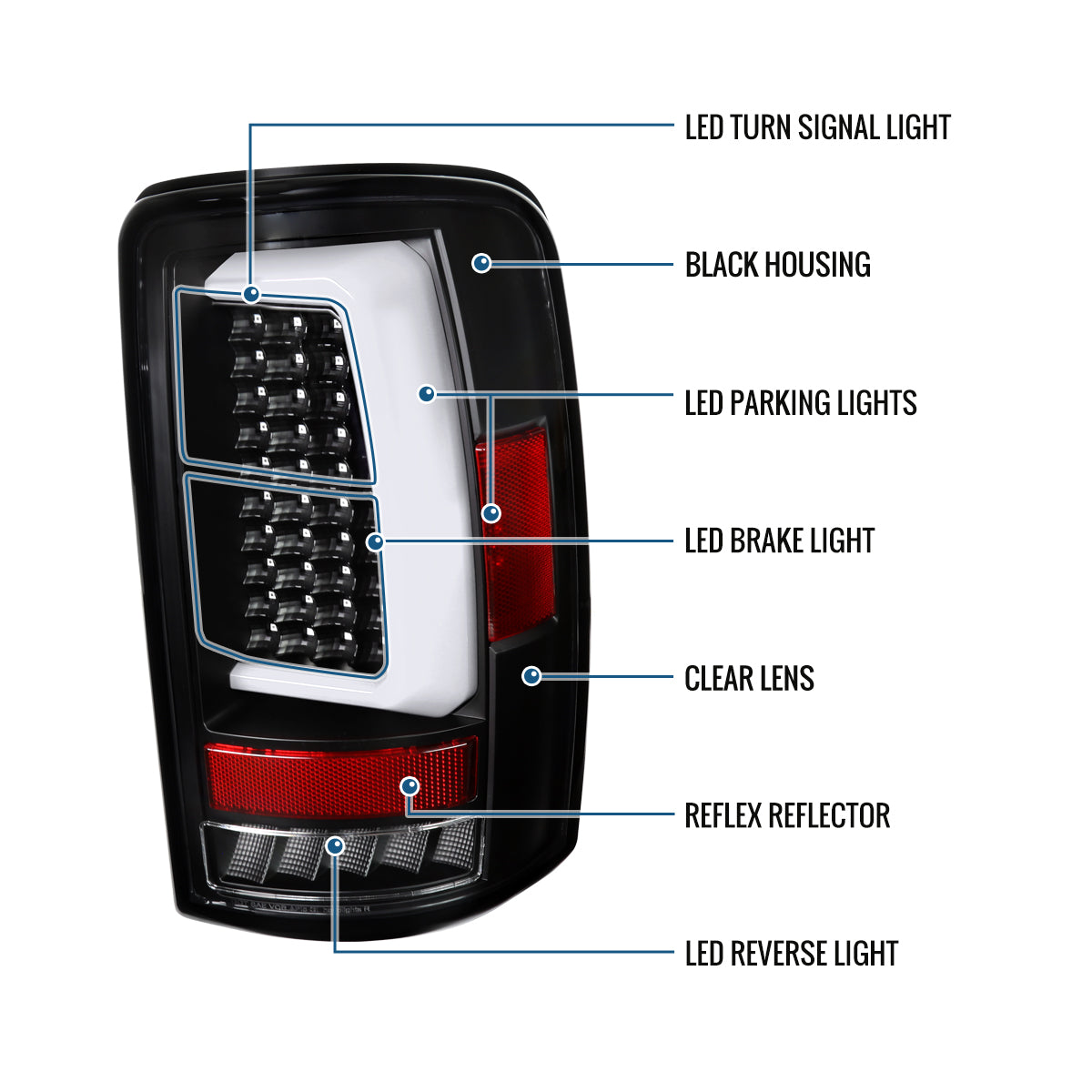 2000-2006 GMC Yukon Chevy Suburban Tahoe Full LED Tail Lights Pair | Black