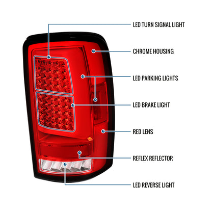 2000-2006 GMC Yukon Chevy Suburban Tahoe Full LED Tail Lights Pair | Red