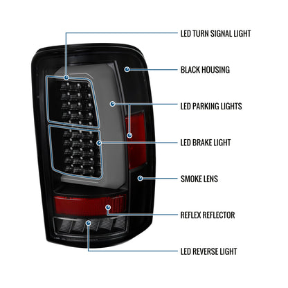 2000-2006 GMC Yukon Chevy Suburban Tahoe Full LED Tail Lights Pair | Black Smoke