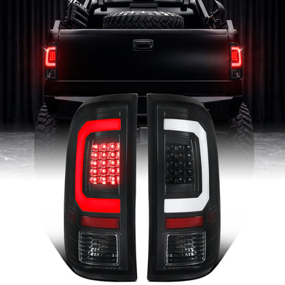 2008-2016 Ford F250 F350 F450 F550 LED Integrated Turn Signals and Brake Tail Lights Assembly Pair | Black | White Tube