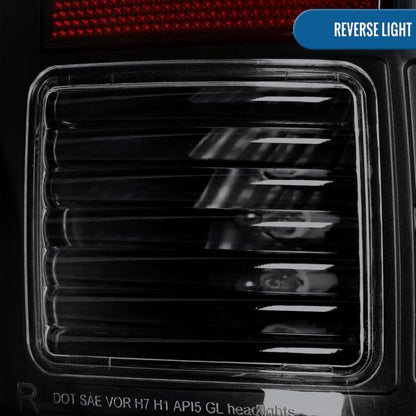2008-2016 Ford F250 F350 F450 F550 LED Integrated Turn Signals and Brake Tail Lights Assembly Pair | Black Smoke