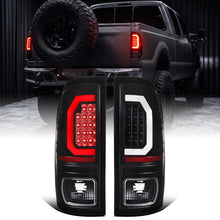 1997-2007 Ford F150 F250 F350 F450 F550 LED Integrated Turn Signals and Brake Tail Lights Assembly Pair | Black | White Tube