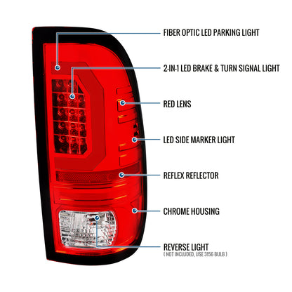 1997-2007 Ford F150 F250 F350 F450 F550 LED Integrated Turn Signals and Brake Tail Lights Assembly Pair | Red