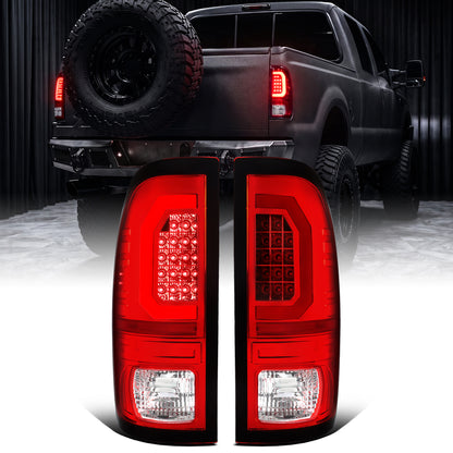 1997-2007 Ford F150 F250 F350 F450 F550 LED Integrated Turn Signals and Brake Tail Lights Assembly Pair | Red