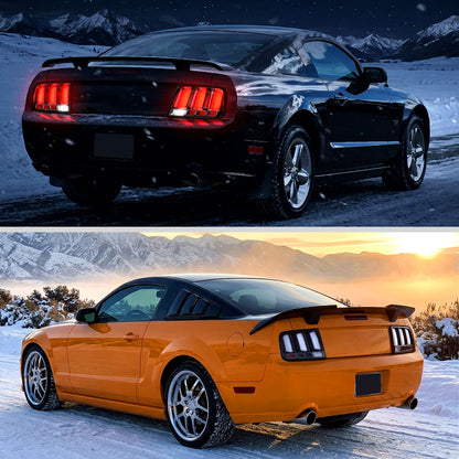 Ronnin - Compatible con Ford Mustang 2005-2009, par de luces traseras LED estilo Euro, de repuesto, con señal de giro de freno | Negro | Tubo blanco