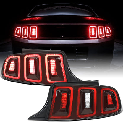 Ronnin - Se adapta a 2010-2014 Ford Mustang estilo europeo, actualización, intermitentes secuenciales LED completos, conjunto de luces traseras, par | Rojo