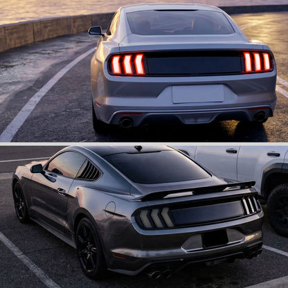 Ronnin - Se adapta a 2015-2023 Ford Mustang Luces Traseras de Repuesto Estilo Europeo Full LED con Intermitentes Secuenciales Ensamblaje Par | Negro Ahumado