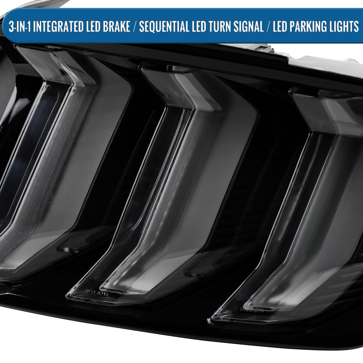2015-2023 Ford Mustang Euro Style Replacement Full LED Sequential Turn Signals Tail Lights Assembly Pair | Black Smoke