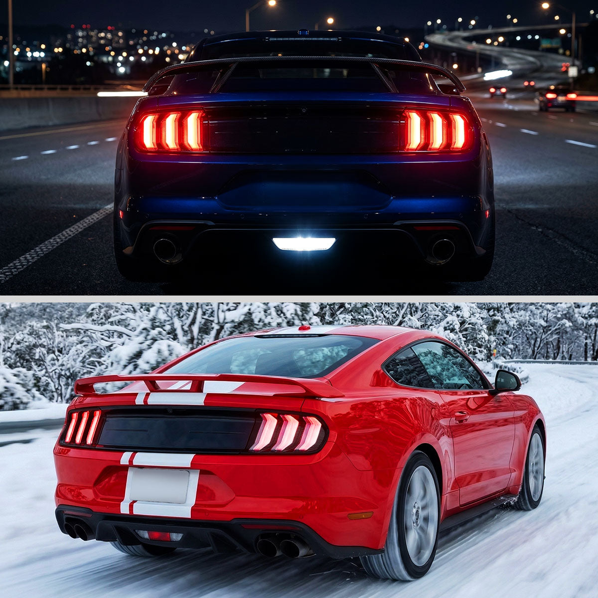 2015-2023 Ford Mustang Euro Style Replacement Full LED Sequential Turn Signals Tail Lights Assembly Pair | Black Smoke