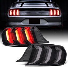 2015-2023 Ford Mustang Euro Style Replacement Full LED Sequential Turn Signals Tail Lights Assembly Pair | Black Smoke
