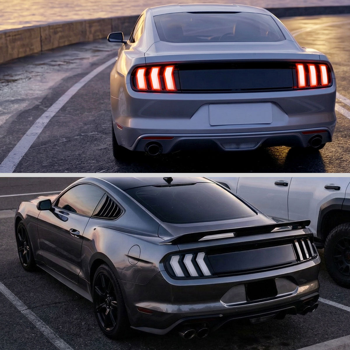 2015-2023 Ford Mustang Euro Style Replacement Full LED Sequential Turn Signals Tail Lights Assembly Pair | Black