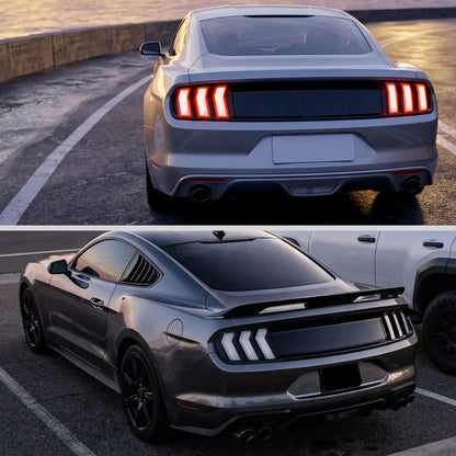 2015-2023 Ford Mustang Euro Style Replacement Full LED Sequential Turn Signals Tail Lights Assembly Pair | Black