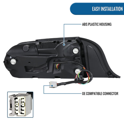 2015-2023 Ford Mustang Euro Style  Replacement Full LED Sequential Turn Signals Tail Lights Assembly Pair | Black