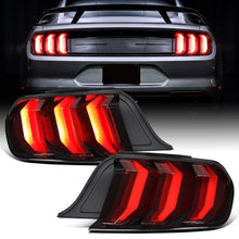 2015-2023 Ford Mustang Euro Style Replacement Full LED Sequential Turn Signals Tail Lights Assembly Pair | Red