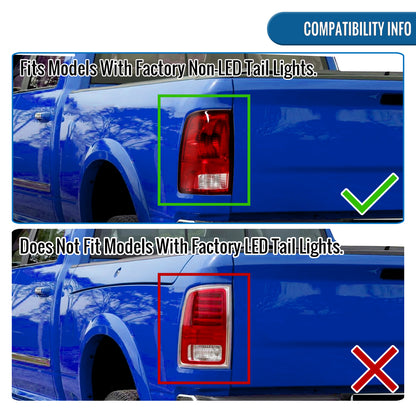 2009-2018 Dodge Ram 1500 2500 3500 LED Integrated Turn Signals and Brake Tail Lights Assembly Pair | Black