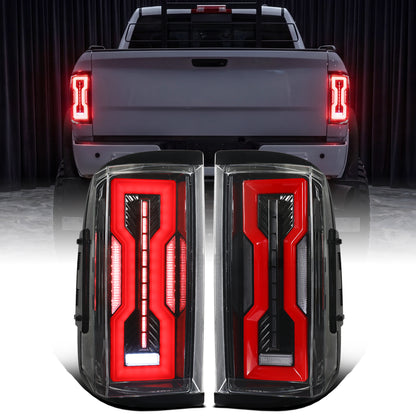 2009-2018 Dodge Ram 1500 2500 3500 Upgrade Full LED Tail Lights Assembly Pair | Gloss Black