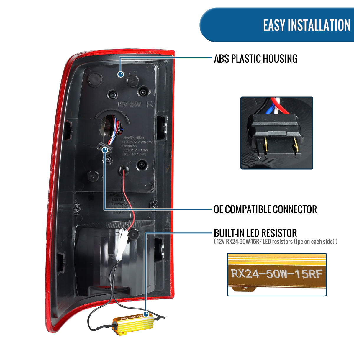 2009-2018 Dodge Ram 1500 2500 3500 LED Integrated Turn Signals and Brake Tail Lights Assembly Pair | Red
