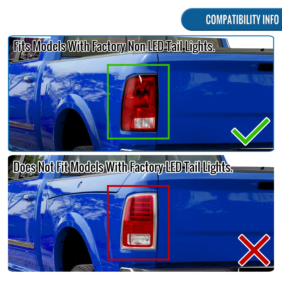 2009-2018 Dodge Ram 1500 2500 3500 LED Integrated Turn Signals and Brake Tail Lights Assembly Pair | Black Smoke