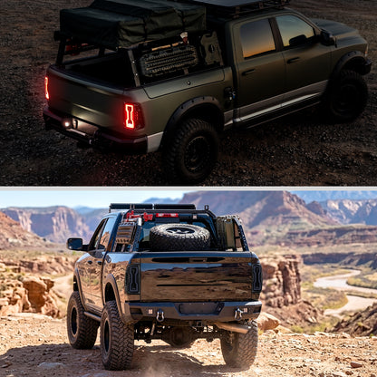 2009-2018 Dodge Ram 1500 2500 3500 Upgrade Full LED Tail Lights Assembly Pair | Black Smoke