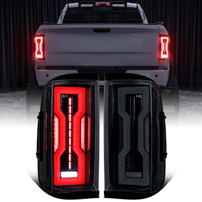 2009-2018 Dodge Ram 1500 2500 3500 Upgrade Full LED Tail Lights Assembly Pair | Black Smoke