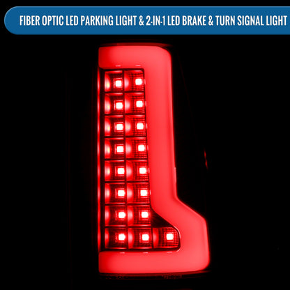 2003-2007 Chevy Silverado 1500 2500 3500 HD Upgrade LED Integrated Brake and Turn Signals Tail Lights Assembly Pair | Black | White Tube