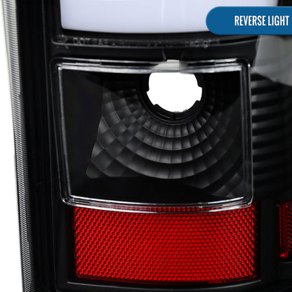 2003-2007 Chevy Silverado 1500 2500 3500 HD Upgrade LED Integrated Brake and Turn Signals Tail Lights Assembly Pair | Black | White Tube
