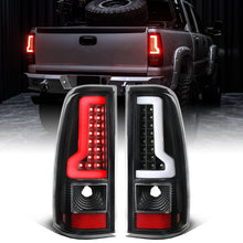 2003-2007 Chevy Silverado 1500 2500 3500 HD Upgrade LED Integrated Brake and Turn Signals Tail Lights Assembly Pair | Black | White Tube