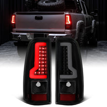 2003-2007 Chevy Silverado 1500 2500 3500 HD Upgrade LED Integrated Brake and Turn Signals Tail Lights Assembly Pair | Black Smoke