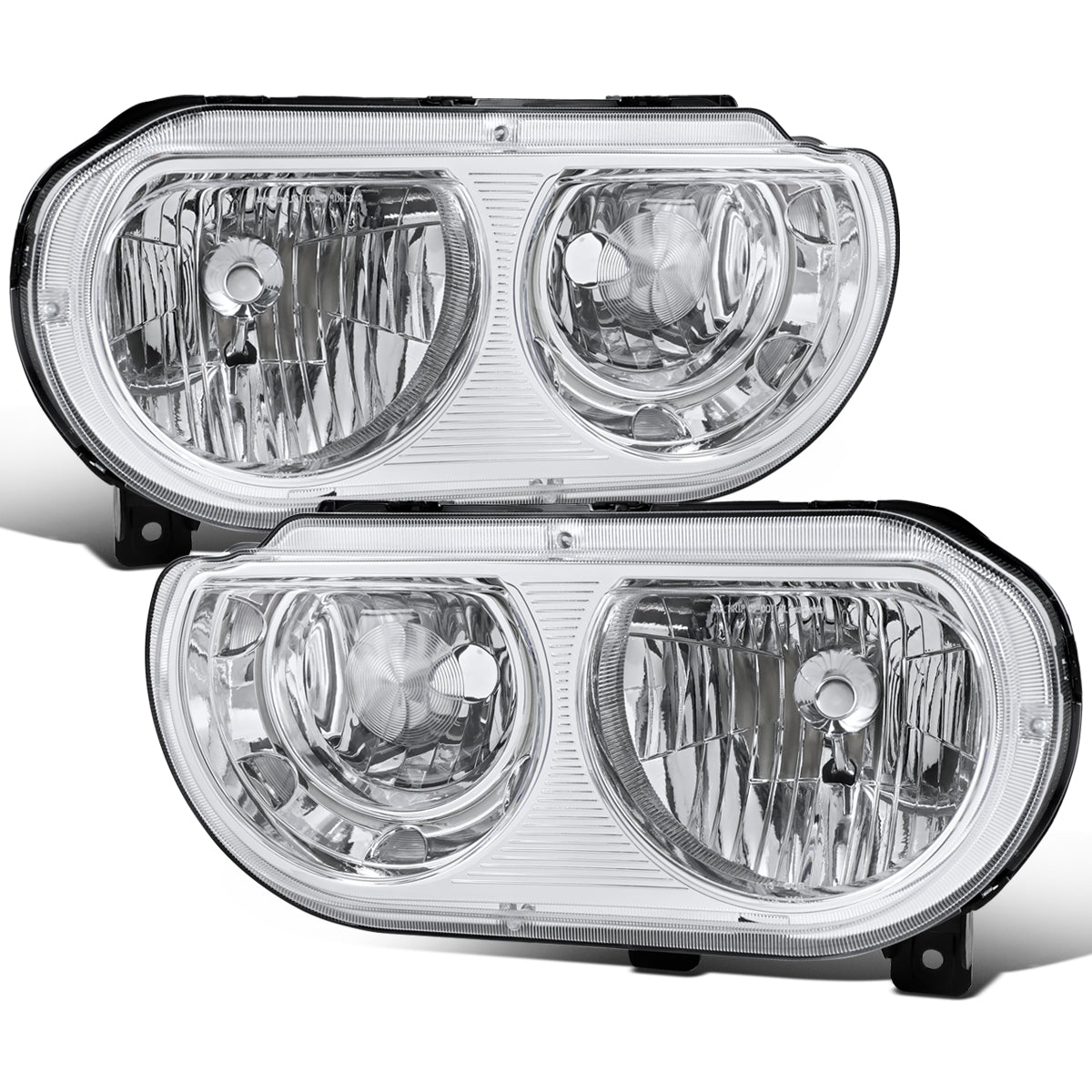 2008-2014 Dodge Challenger Halogen Headlights Pair | Chrome