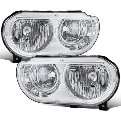 2008-2014 Dodge Challenger Halogen Headlights Pair | Chrome