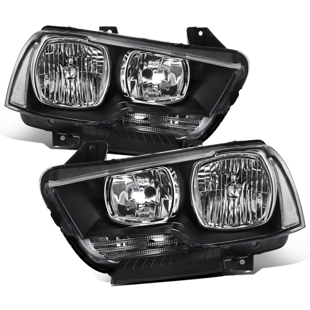 2011-2014 Dodge Charger Halogen Headlights Pair | Black