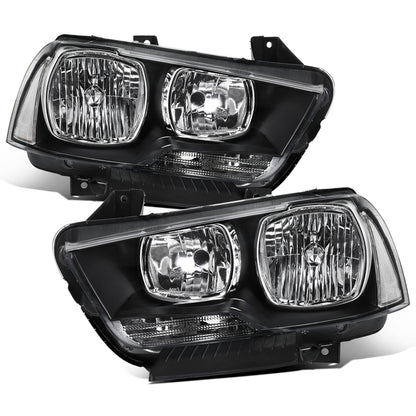 2011-2014 Dodge Charger Halogen Headlights Pair | Black