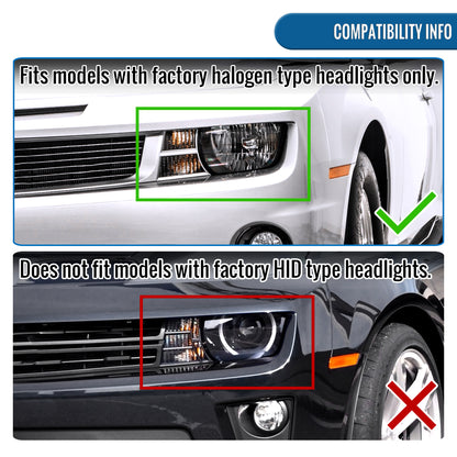 2010-2013 Chevy Camaro Halogen Headlights Pair | Chrome