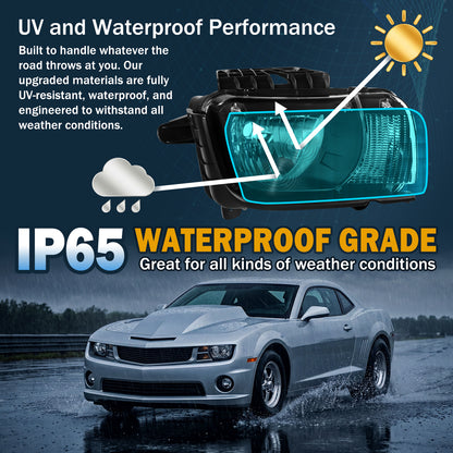 2010-2013 Chevy Camaro Halogen Headlights Pair | Black