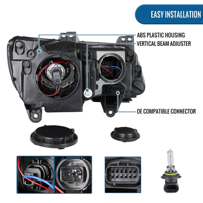 2011-2014 Chrysler 300 Projector Headlights LED DRL Halogen Style Replacement Pair | Black
