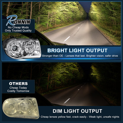 2005-2010 Chrysler 300C Projector Headlights Pair | Chrome