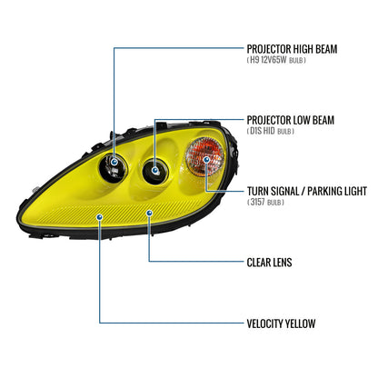 2005-2013 Chevy Corvette C6 HID Projector Headlights Pair | Yellow