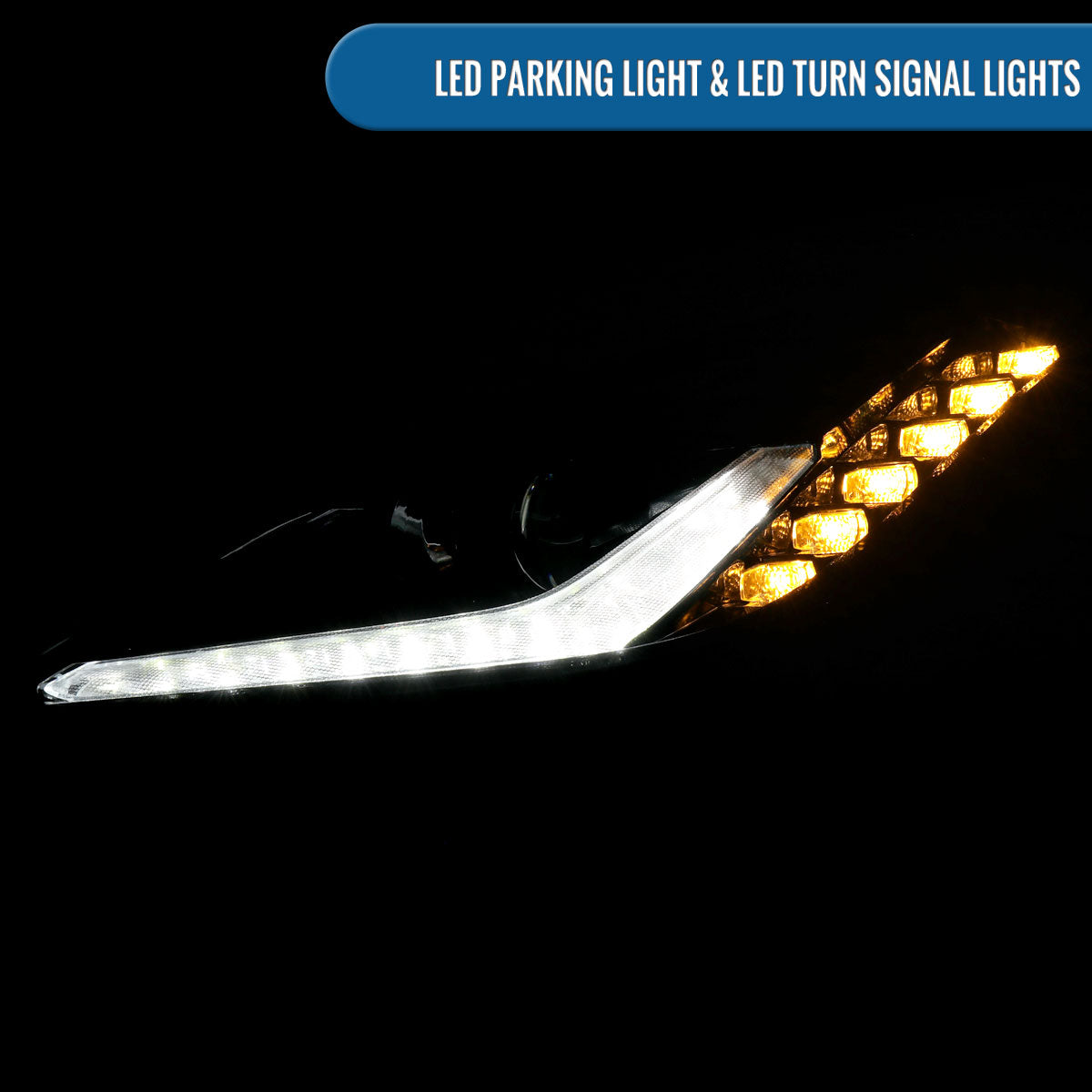 2014-2019 Chevy Corvette C7 HID Projector Headlights Pair | Gloss Black