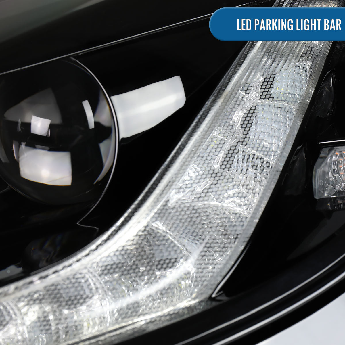 2014-2019 Chevy Corvette C7 HID Projector Headlights Pair | Gloss Black