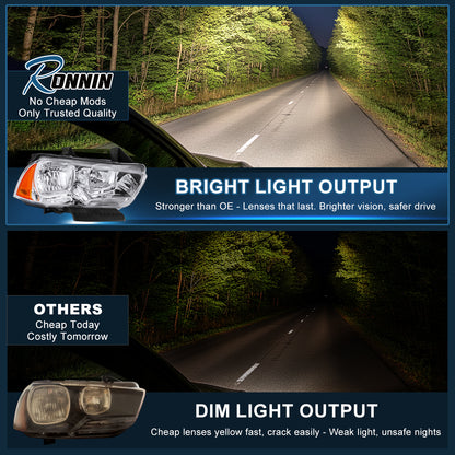 2011-2014 Dodge Charger Halogen Headlights Pair | Chrome