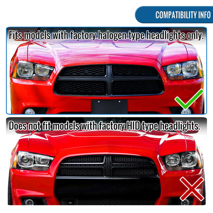 2011-2014 Dodge Charger Halogen Headlights Pair | Chrome