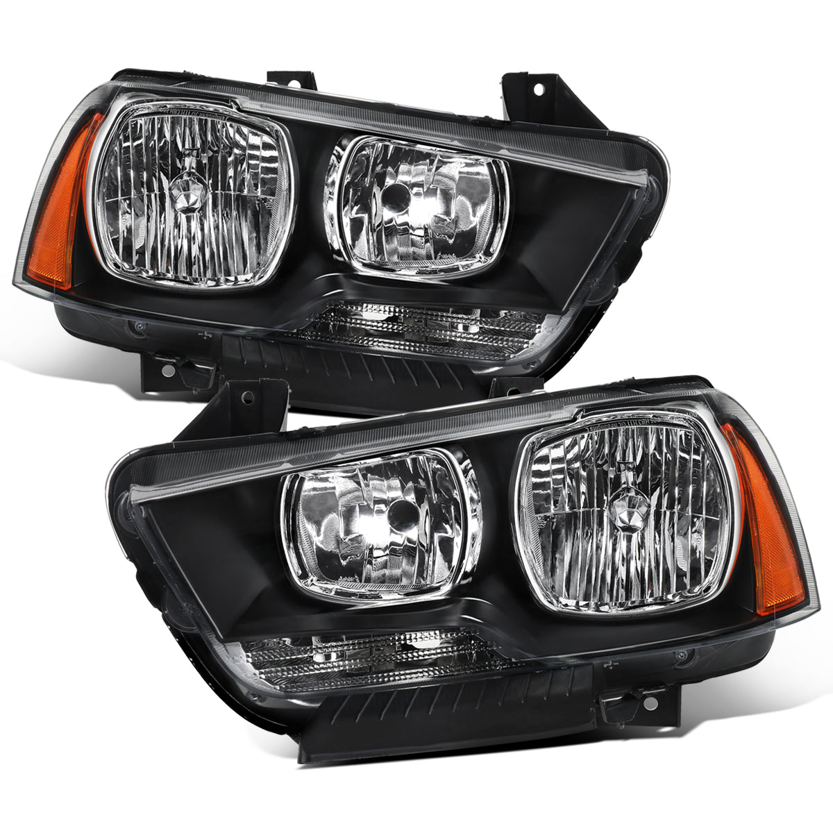 2011-2014 Dodge Charger Halogen Headlights Pair | Black