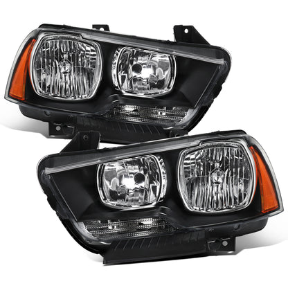 2011-2014 Dodge Charger Halogen Headlights Pair | Black