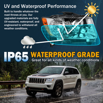 2011-2017 Jeep Grand Cherokee Headlights Pair | Chrome