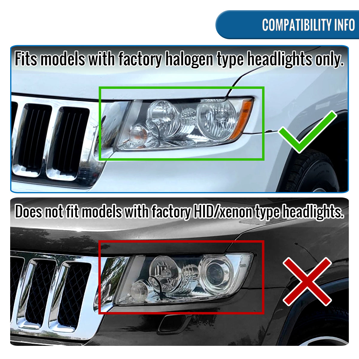 2011-2017 Jeep Grand Cherokee Headlights Pair | Chrome