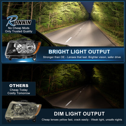 2011-2017 Jeep Grand Cherokee Headlights Pair | Black