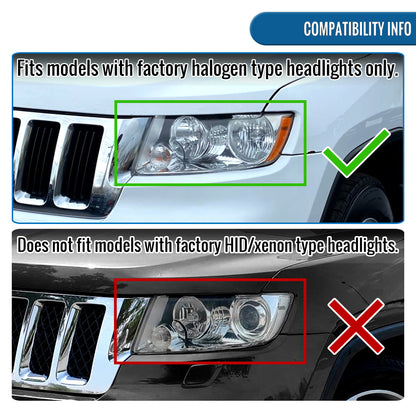 2011-2017 Jeep Grand Cherokee Headlights Pair | Black