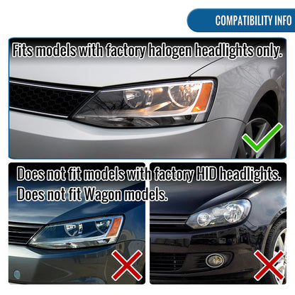 2015-2018 Ford Focus Halogen Headlights Pair | Chrome