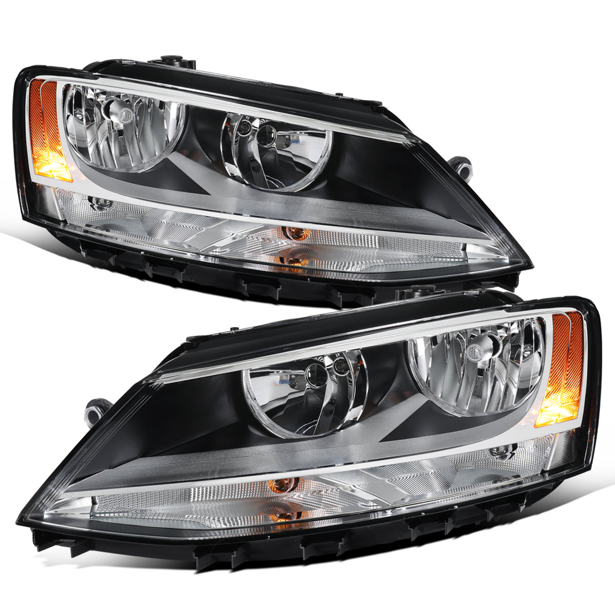 2015-2018 Ford Focus Halogen Headlights Pair | Chrome