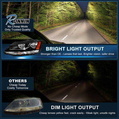 2015-2018 Ford Focus Halogen Headlights Pair | Black